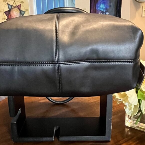 BCBGeneration Large Black Vegan Leather Zippered Tote Shoulder Bag 15.5 W 13.5 H - Picture 4 of 6